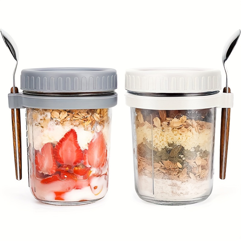 Meal Prep Oatmeal Jars - 1 buah/2 buah Gelas Oatmeal, Wadah
