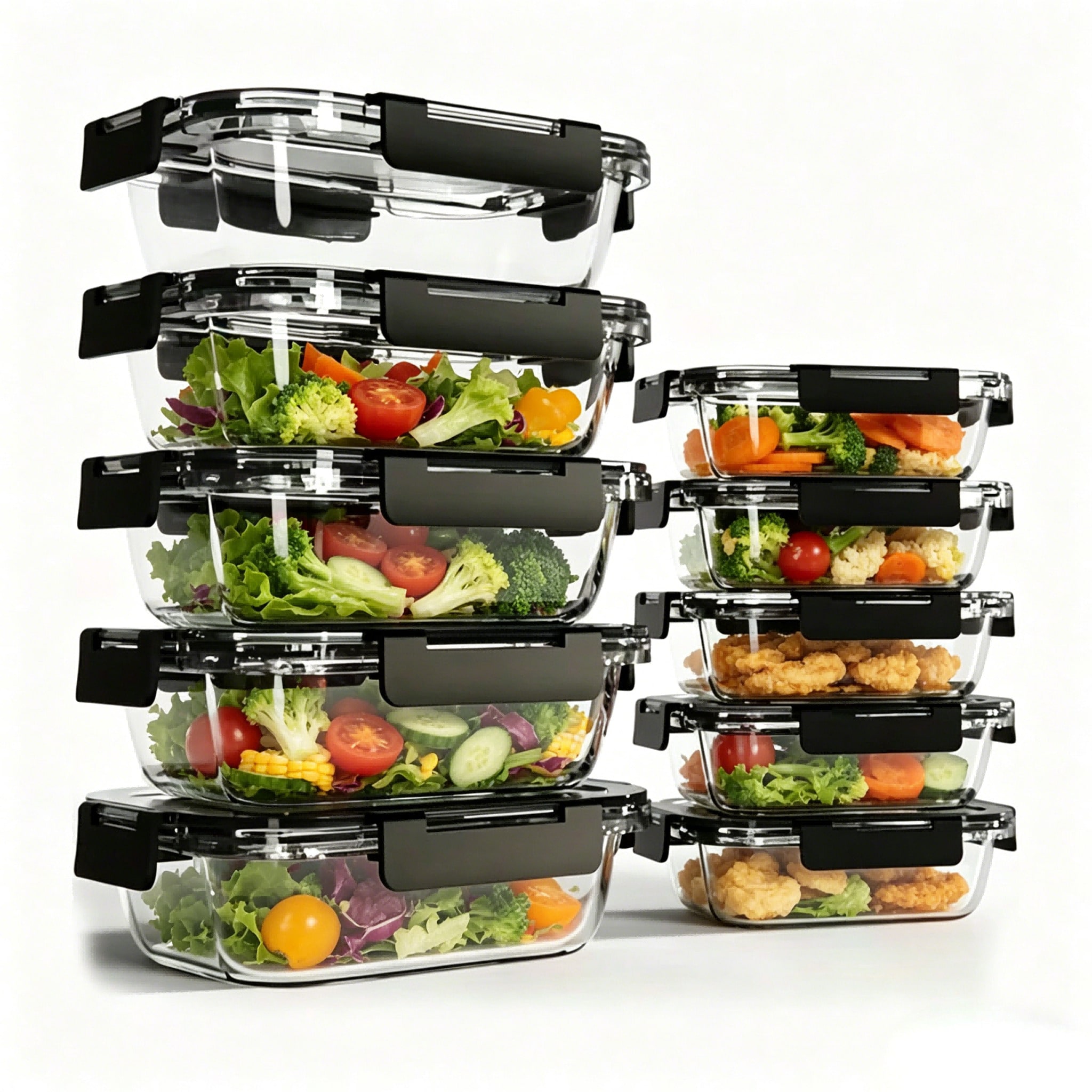 Meal Prep Oven Safe Containers - 10 Paket Wadah Makanan Kaca Modern