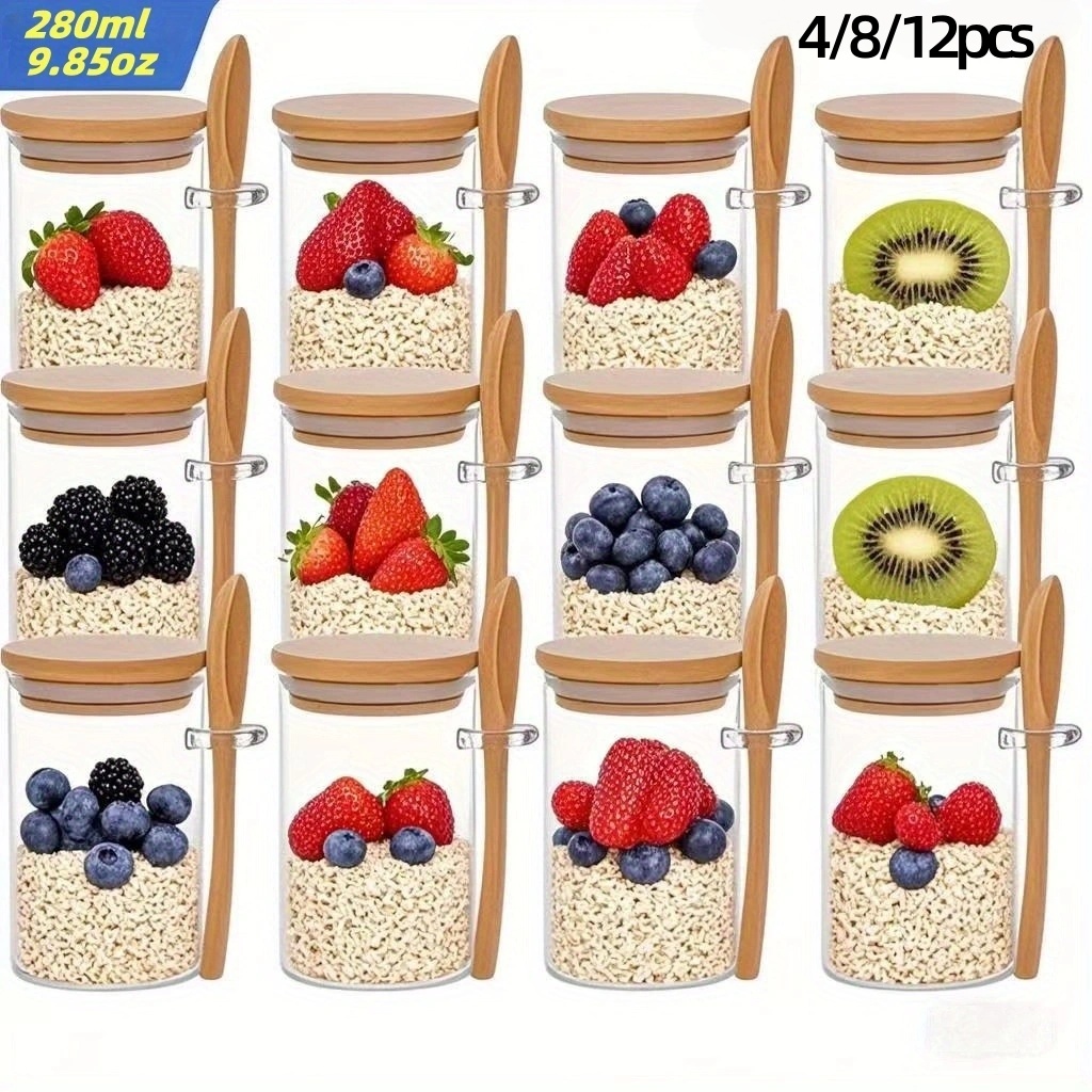 Meal Prep Oatmeal Jars - 4/8/12 Buah, Cangkir Sarapan Oatmeal dengan