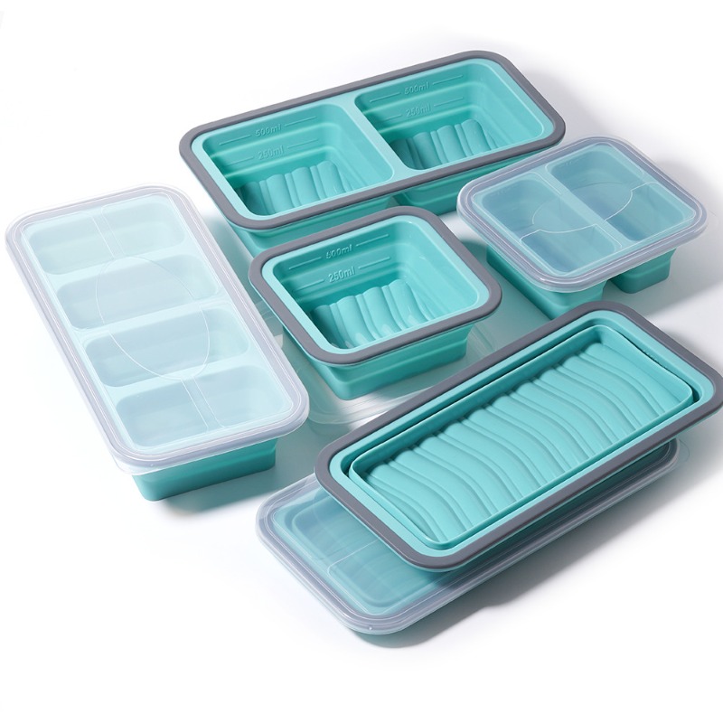 Meal Prep Oven Safe Containers - Cetakan Es Silikon dengan Tutup, Wadah