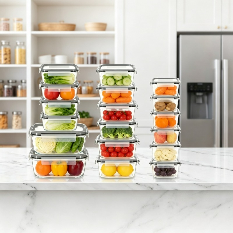 Meal Prep Oven Safe Containers - Set Wadah Penyimpanan Makanan Kaca 18-Potong,
