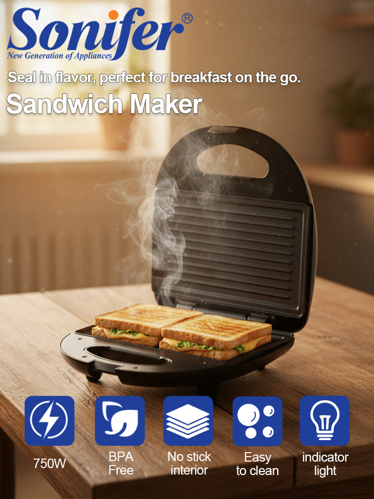 Breakfast Sandwich Press - Pembuat Sandwich Sonifer SF-6173 750W Alat