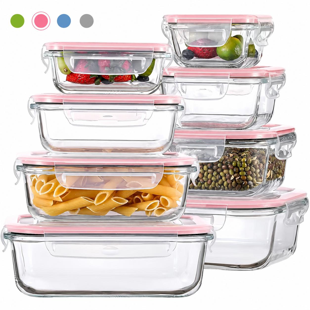 Meal Prep Oven Safe Containers - 8/12 Paket Wadah Penyimpanan Makanan Kaca