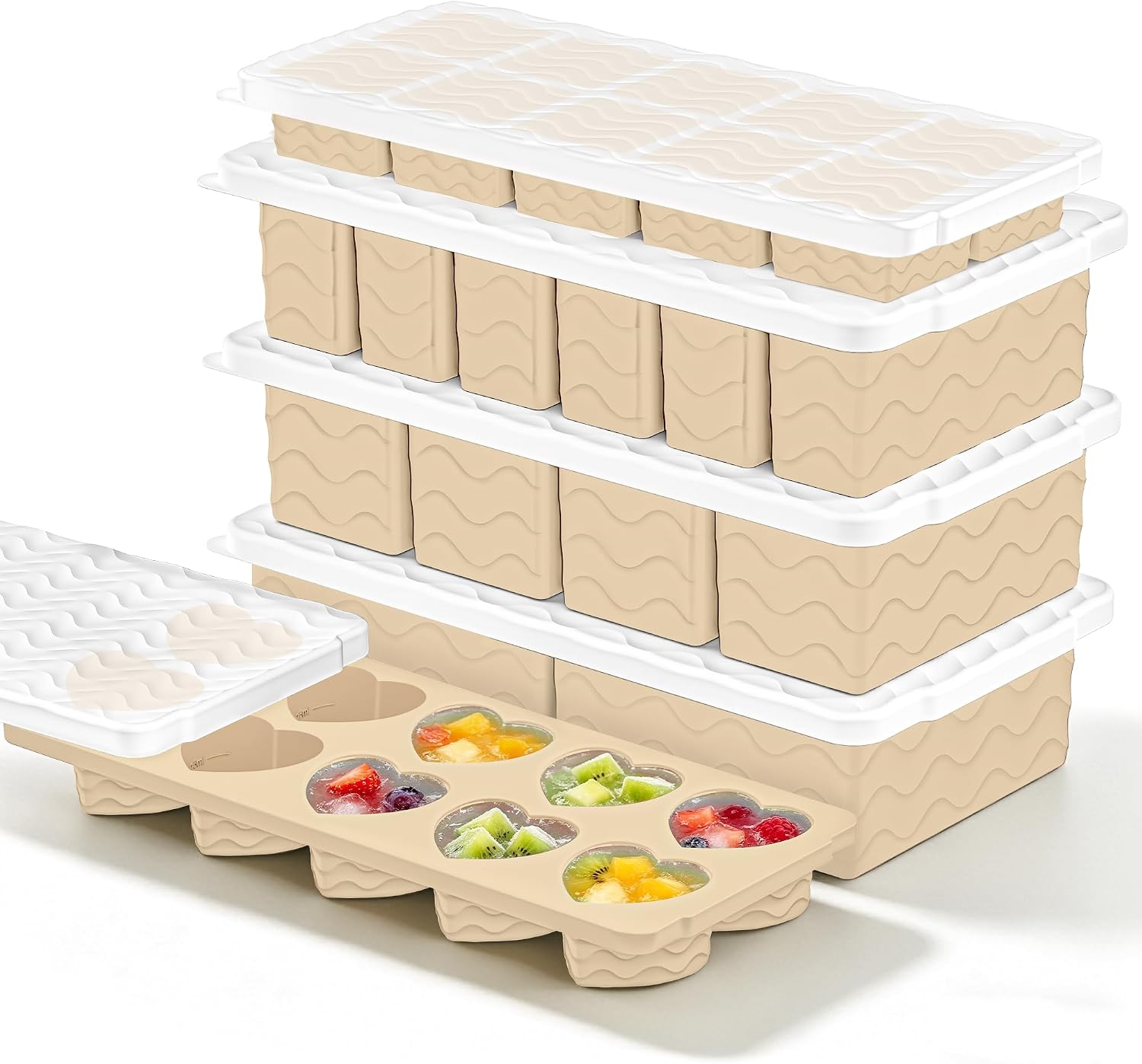 Meal Prep Oven Safe Containers - Cetakan Freezer Silikon dengan Tutup, 5