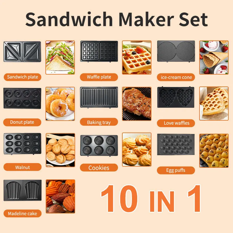 Breakfast Sandwich Press - Peralatan Rumah Tangga 220/110V 10 in