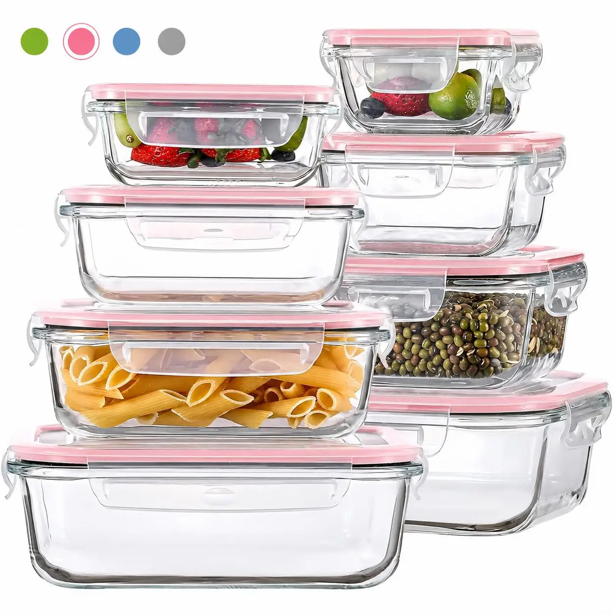 Meal Prep Oven Safe Containers - 8/12Pcs Set Wadah Penyimpanan Makanan Kaca
