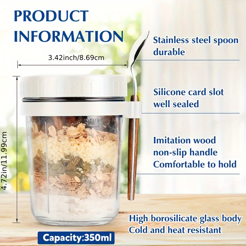 1 buah/2 buah Gelas Oatmeal, W - Meal Prep Oatmeal Jars ulasan dan harga