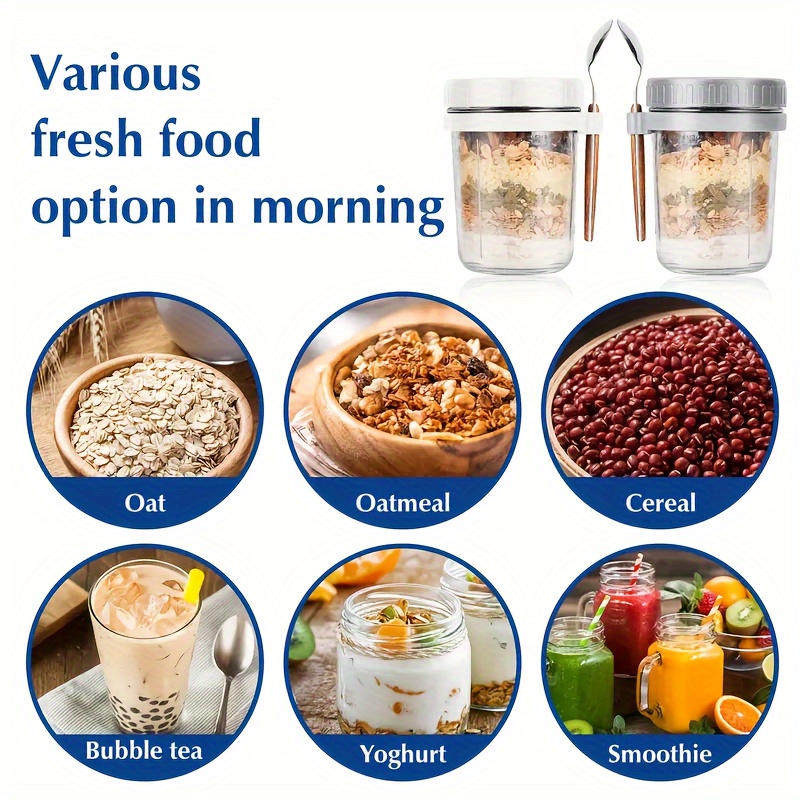 1 buah/2 buah Gelas Oatmeal, W - Meal Prep Oatmeal Jars ulasan dan harga