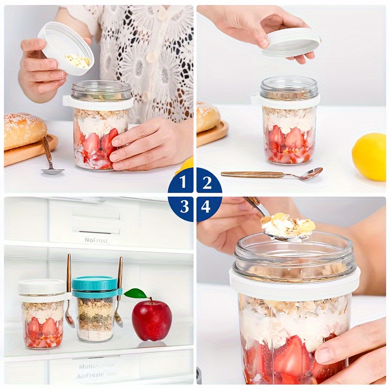 1 buah/2 buah Gelas Oatmeal, W - Meal Prep Oatmeal Jars ulasan dan harga