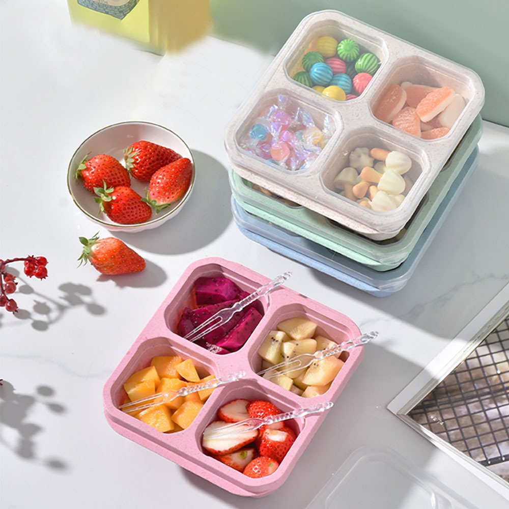 1 Buah Wadah Makanan 4 Kompart - Meal Prep List ulasan dan harga