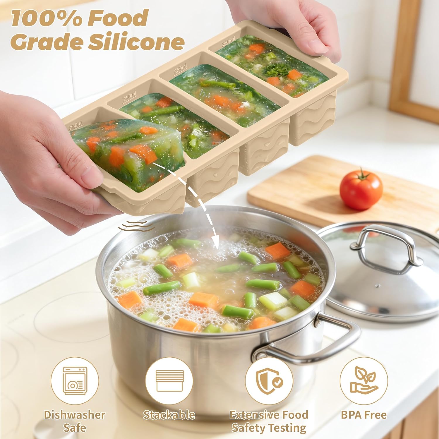 Cetakan Freezer Silikon dengan - Meal Prep Oven Safe Containers ulasan dan harga