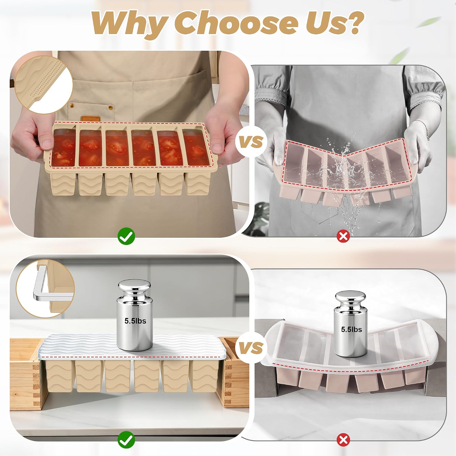 Cetakan Freezer Silikon dengan - Meal Prep Oven Safe Containers ulasan dan harga