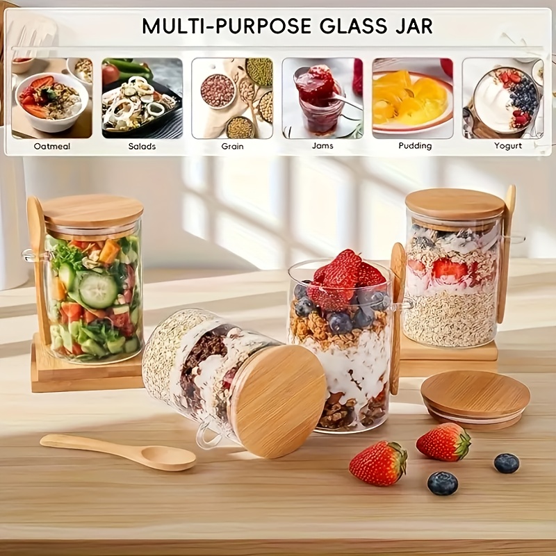 1/2/4/8Pcs Set Gelas Oatmeal,  - Meal Prep Oatmeal Jars ulasan dan harga