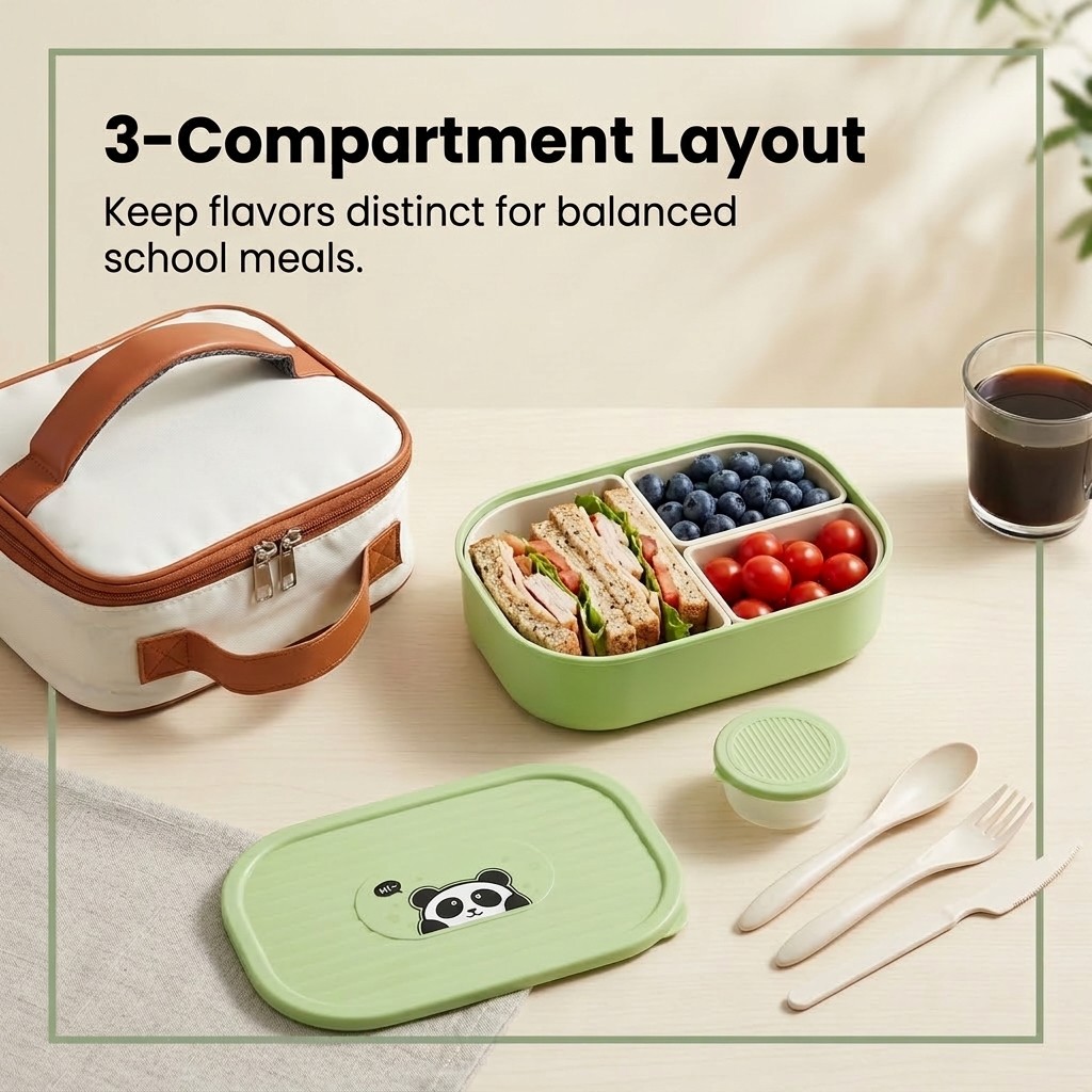 Kotak Bento Anak Lucu 3 Kompar - Meal Prep Or Prep Meal ulasan dan harga
