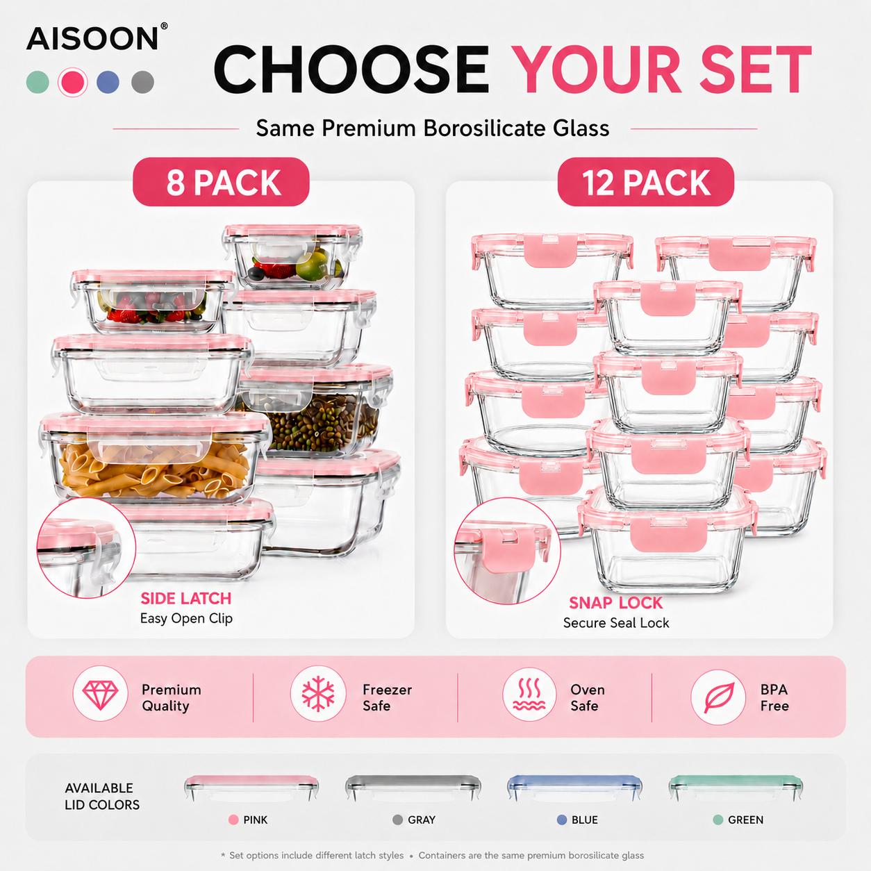 8/12Pcs Set Wadah Penyimpanan  - Meal Prep Oven Safe Containers ulasan dan harga