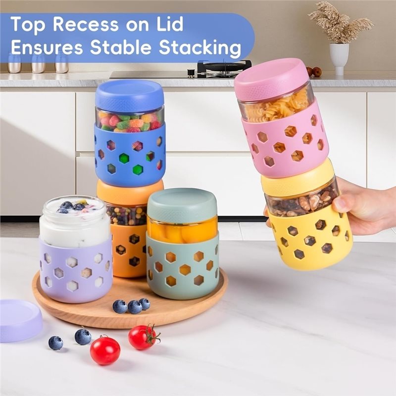 Stoples Kaca ABMH Dengan Tutup - Meal Prep Oatmeal Jars ulasan dan harga